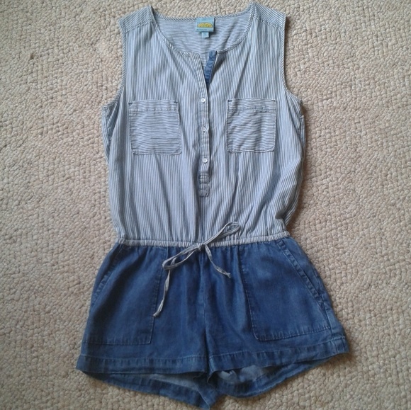 C&C California Other - C&C Blue and White Striped Chambray Romper